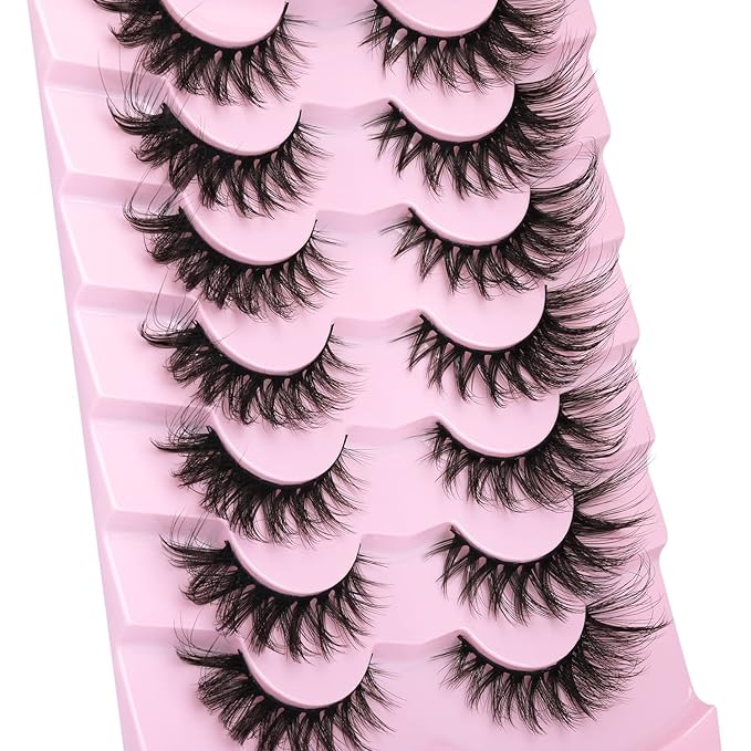 Fox Eye Lashes Faux mink Eyelashes Wispy Cat Eye Long False Eyelahses Dramatic Cross Full Volume Strip Lashes Pack 7 Pairs-FemmiqueWomen
