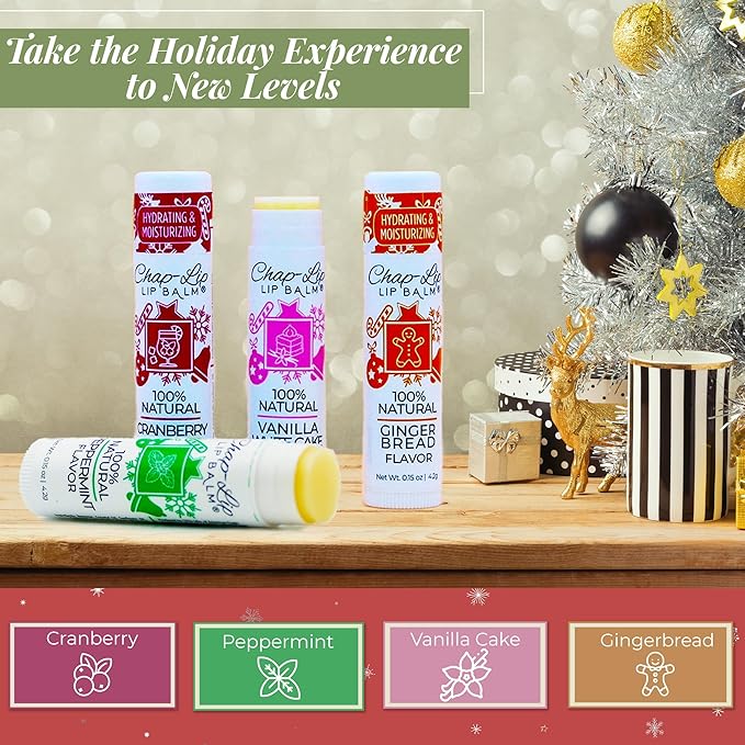 100% Natural Lip Balm Set - Beeswax Natural Christmas Gifts for Her - Lip Moisturizer for Dry Lips, Cocoa Butter - Petroleum Free, 24 Count, 2 Pack-FemmiqueWomen