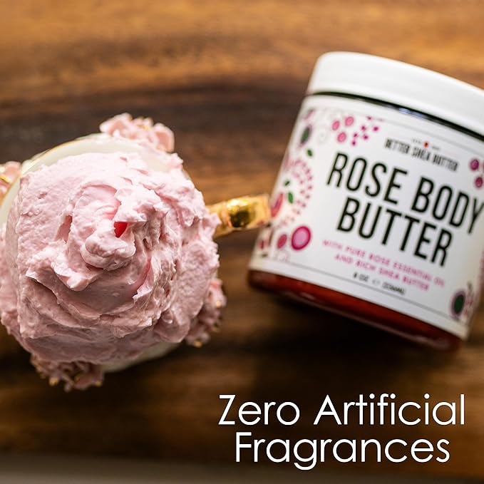 Rose Body Butter for Dry Skin with Whipped Shea Butter and Pure Essential Oil | Ultra Hydrating Rose Lotion for Women | All Natural Moisturizer with No Synthetic Fragrances-FemmiqueWomen