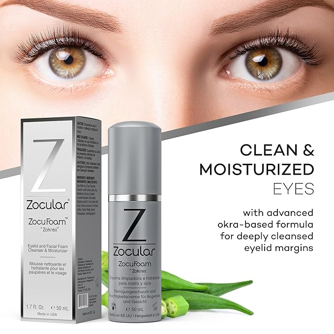 ZocuFoam Eyelid Cleanser - Foaming Eyelid Scrub - Natural pH Balanced Solution - 1.7 FL OZ (50mL)-FemmiqueWomen