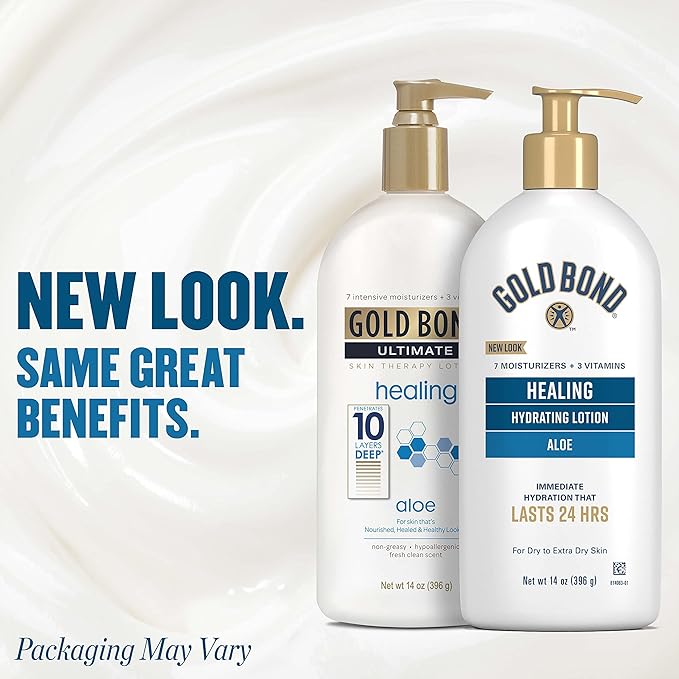 Gold Bond Ultimate Healing Skin Therapy Lotion with Aloe, 14 oz., Non-Greasy & Hypoallergenic-FemmiqueWomen