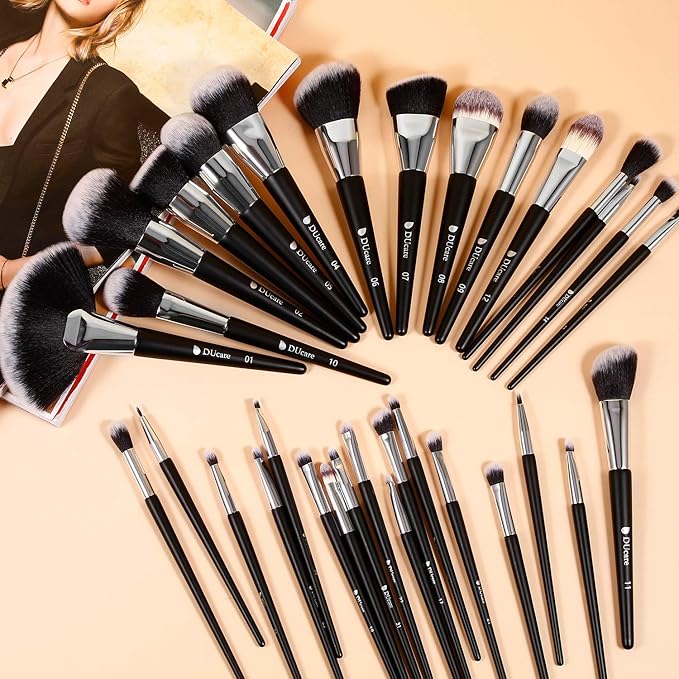 DUcare Makeup Brushes Set Professional 32Pcs Make up Brushes Premium Synthetic Kabuki Foundation Blending Face Powder Blush Concealers Eye Shadows-FemmiqueWomen