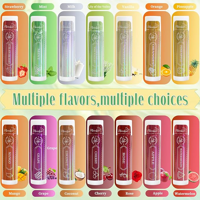 28 Pack Lip Balm,Natural Lip Balm Bulk with Vitamin E and Coconut Oil,14 Flavored Lip Balm Set, Lip Care Product, Moisturizing & Soothing Chapped Lips,Bulk Gifts for Women Party Favors-FemmiqueWomen