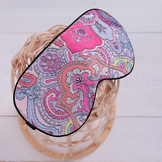 100% Pure Silk Eye Mask Sleep Eye Mask Eye Cover Eyeshade Sleeping Eye Mask Printed Colors (#12)-FemmiqueWomen