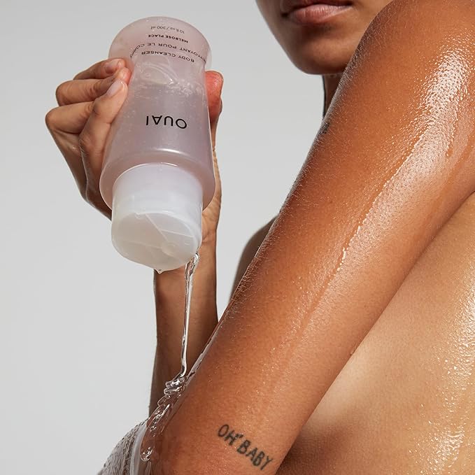 OUAI Body Cleanser Travel Size, Melrose Place - Foaming Body Wash with Jojoba Oil & Rosehip Oil to Hydrate, Balance & Soften Skin - Paraben, Phthalate, Sulfate Free Skin Care Products (3 Fl Oz)-FemmiqueWomen