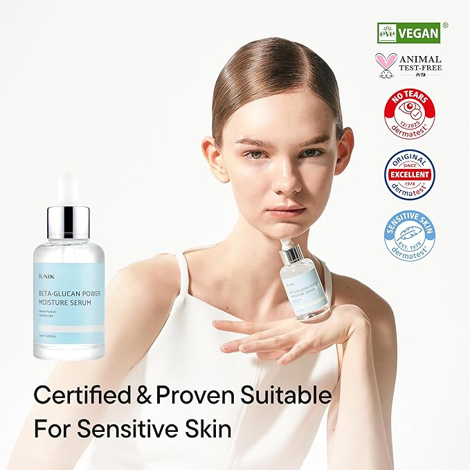 IUNIK Beta-Glucan Power Deep Moisture Vegan Serum Intense Hydration Mushroom Yeast Extracts Naturally-derived - Dry Mature Sagging Sensitive Skin Cell Regenerating Lifting Korean Skincare-FemmiqueWomen