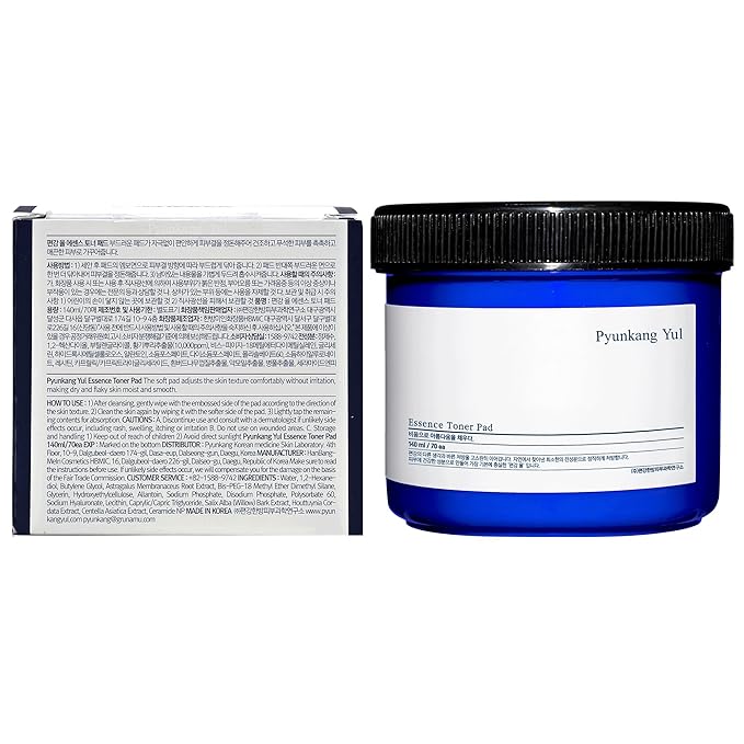 PYUNKANG YUL Essence Toner Pad with Astragalus Root, Houttuynia Cordata, Willow Bark, Centella Asiatica, Ceramide, Nourish Moisturizes, Removes Dead Skin Cells, Korean Face Skin Care 70ea, 4.73fl.oz.-FemmiqueWomen