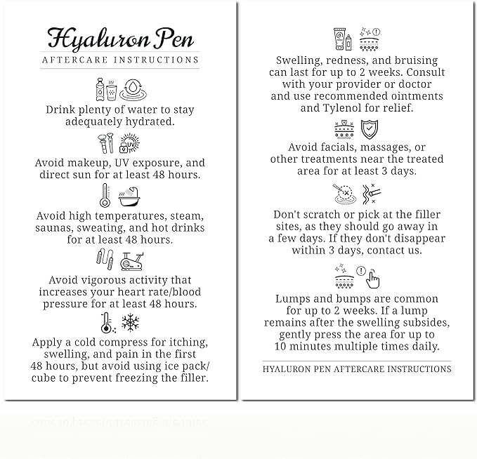 100 Pack - Premium Hyaluron Pen Lip Filler Aftercare Instructions Card 2 x 3.5" Accessories Supplies Kit Care - HP07A100_N-FemmiqueWomen