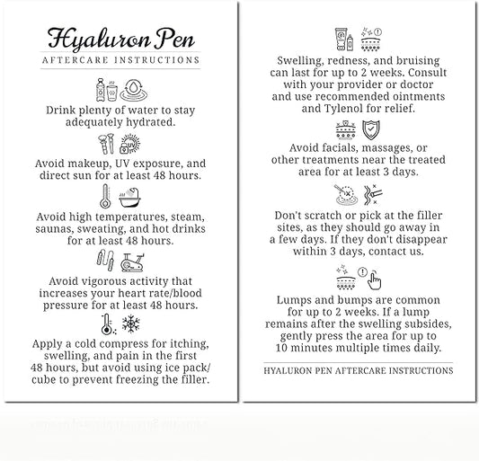 100 Pack - Premium Hyaluron Pen Lip Filler Aftercare Instructions Card 2 x 3.5" Accessories Supplies Kit Care - HP07A100_N-FemmiqueWomen