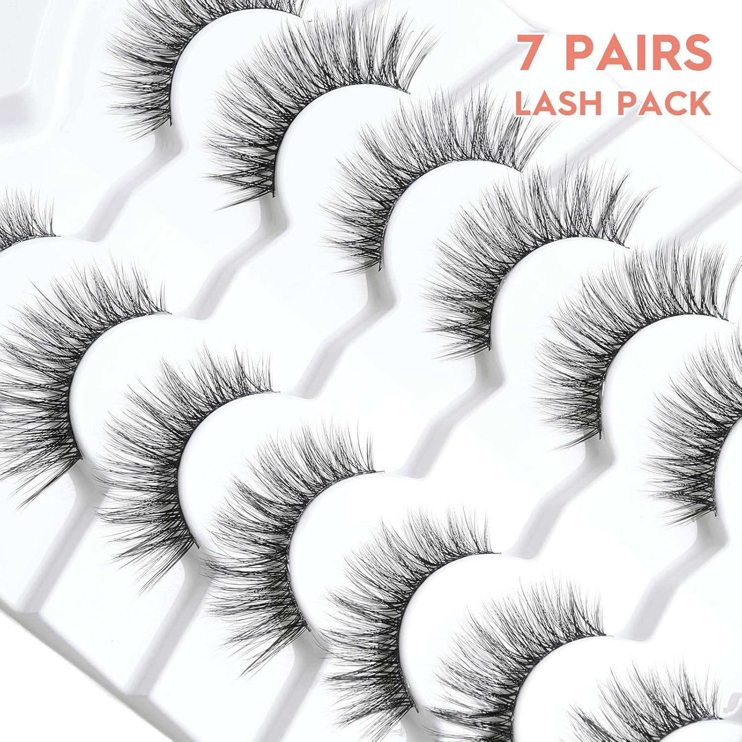 Lashes Cat Eye 15mm False Eyelashes Natural Lashes Strips Thin Band Wispy Lash Pack 3D Volume Fake Eyelash Curly 7 Pair Siligli-FemmiqueWomen