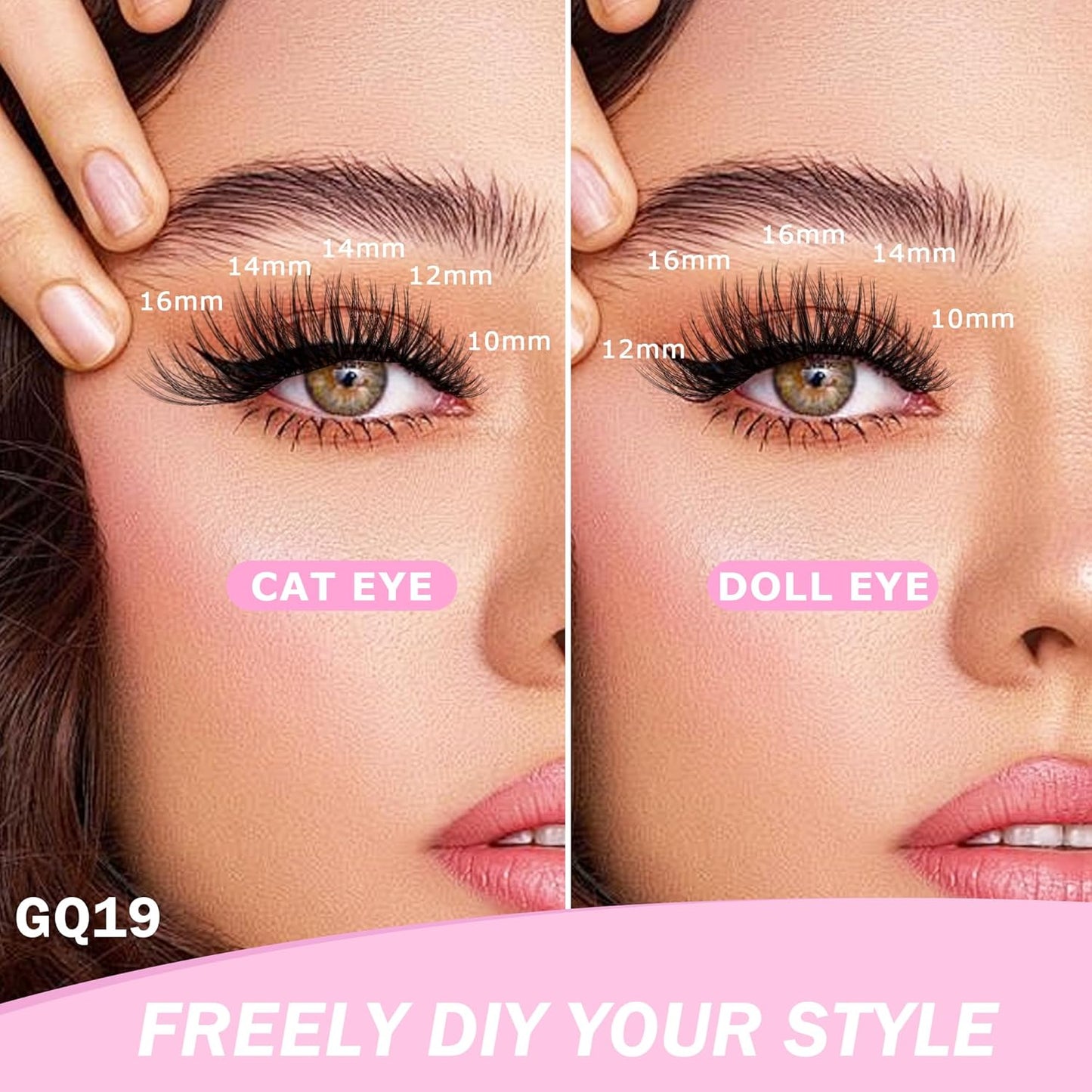 GAQQI Lash Clusters Kit, DIY Lash Extension Kit 120PCS Cluster Lashes C Curl, Wispy Eyelash Clusters 10-16MM with Lash Bond and Seal,Lash Remover and Lash Applicator (GQ19-KIT)-FemmiqueWomen