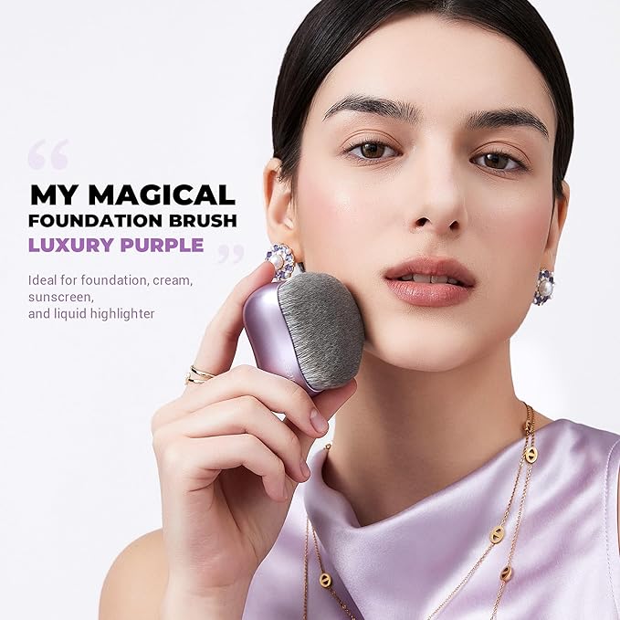 Jessup Foundation Brush for Liquid Makeup, Large Flat Top Kabuki Brush for Blending, Buffing, Stippling, Luxury Purple SF003-FemmiqueWomen