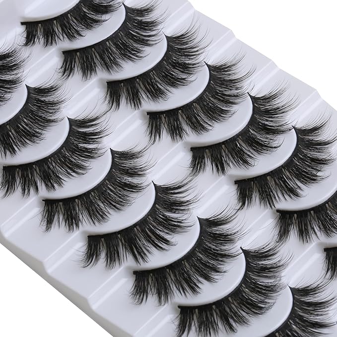 SUNWELL False Eyelashes 18mm Mink Lashes 8D Fluffy Faux Mink Lashes Strip Eye Lashes Soft Reusable Full Volume Fake Eyelashes 10 Pairs Pack-FemmiqueWomen