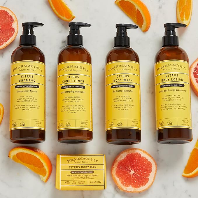Pharmacopia Citrus Shampoo - Natural Hair Care with Plant Based & Organic Ingredients Aloe Vera, Jojoba Oil, Coconut Oil, and Chamomile Extract - Vegan, Cruelty Free, No Parabens or Sulfates, 16 oz-FemmiqueWomen