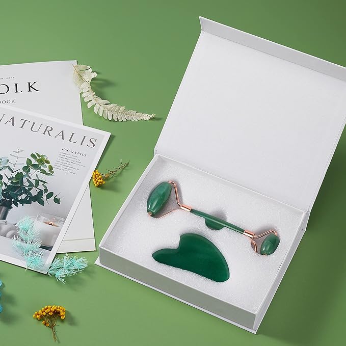 Jade Roller for Face, Facial Roller Massager Skin Care Tool, Gua Sha Facial Tools for Face, Neck, Eyes, Reduce Puffiness of The Skin (Green)-FemmiqueWomen