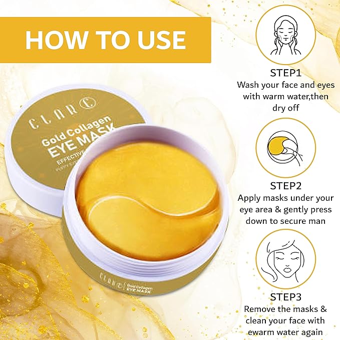 32 Pairs 24K Gold Under Eye Patches - Dark Circle & Puffy Eye Treatment - Anti-Aging Hydrogel for Wrinkle Reduction & Skin Rejuvenation - Reduces Wrinkles & Freshens Skin-FemmiqueWomen