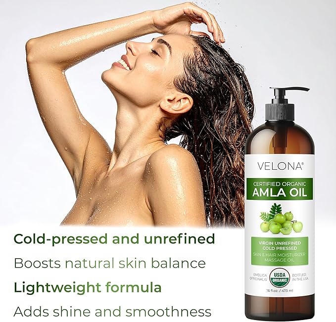 velona Amla Oil USDA Certified Organic - 16 Fl Oz | 100% Pure and Natural Carrier Oil | Extra Virgin, Unrefined, Cold Pressed-FemmiqueWomen