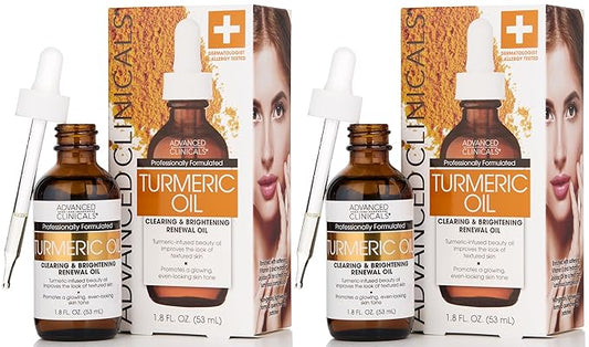 Advanced Clinicals Turmeric Oil Serum For Face | Facial Skin Care Serum With Jojoba + Coconut Oil To Improve Appearance Of Dark Spots & Uneven Skin Tone | Antioxidant Dry Skin Moisturizer, 2-Pack-FemmiqueWomen
