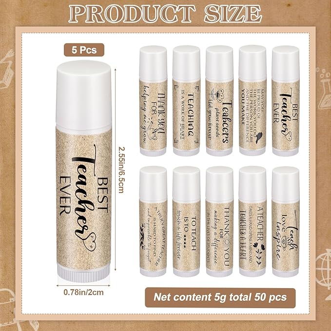 30 Pcs Back to School Teacher Gifts Bulk Lip Balm Favors Thank You Gifts for Teachers with Inspirational Quote Gifts Lip Balm Christmas Thanksgiving Gifts for Teachers Welcome Back to School-FemmiqueWomen