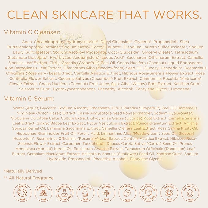 InstaNatural Vitamin C Cleanser and Serum Kit, Brightens and Reduces Signs of Aging, Fine Lines and Wrinkles, with Botanical Extracts-FemmiqueWomen