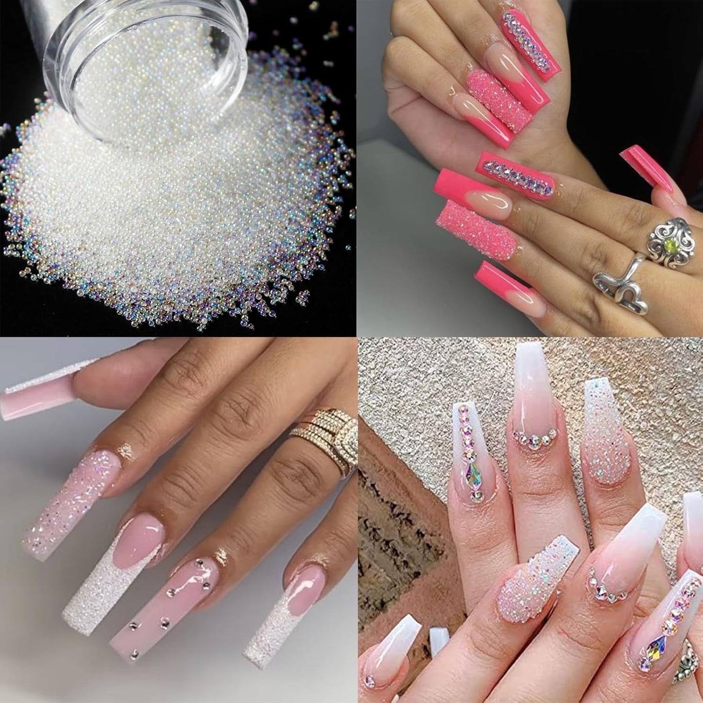 3 Boxes Nail Art Rhinestones Pink Nail Charms 2mm-4mm Resin Clear Jelly Rhinestones Pearls Glitters Nail Art Supplies Crystal Gems Bubble Beads Nail Accessories for Women Nail Decorations Design.-FemmiqueWomen