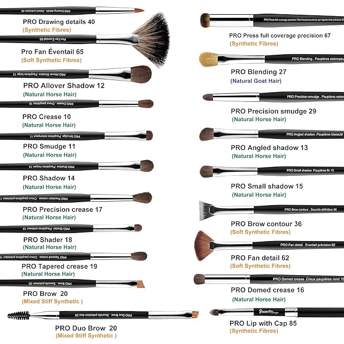 Bueart Design 36Pcs PRO Grade Natural Goat Hair Pony Bristles Makeup Brushes Set with Super Holder Professional-Grade Precision & Luxury Brush for beauty enthusiasts&professionals Makeup Artist-FemmiqueWomen