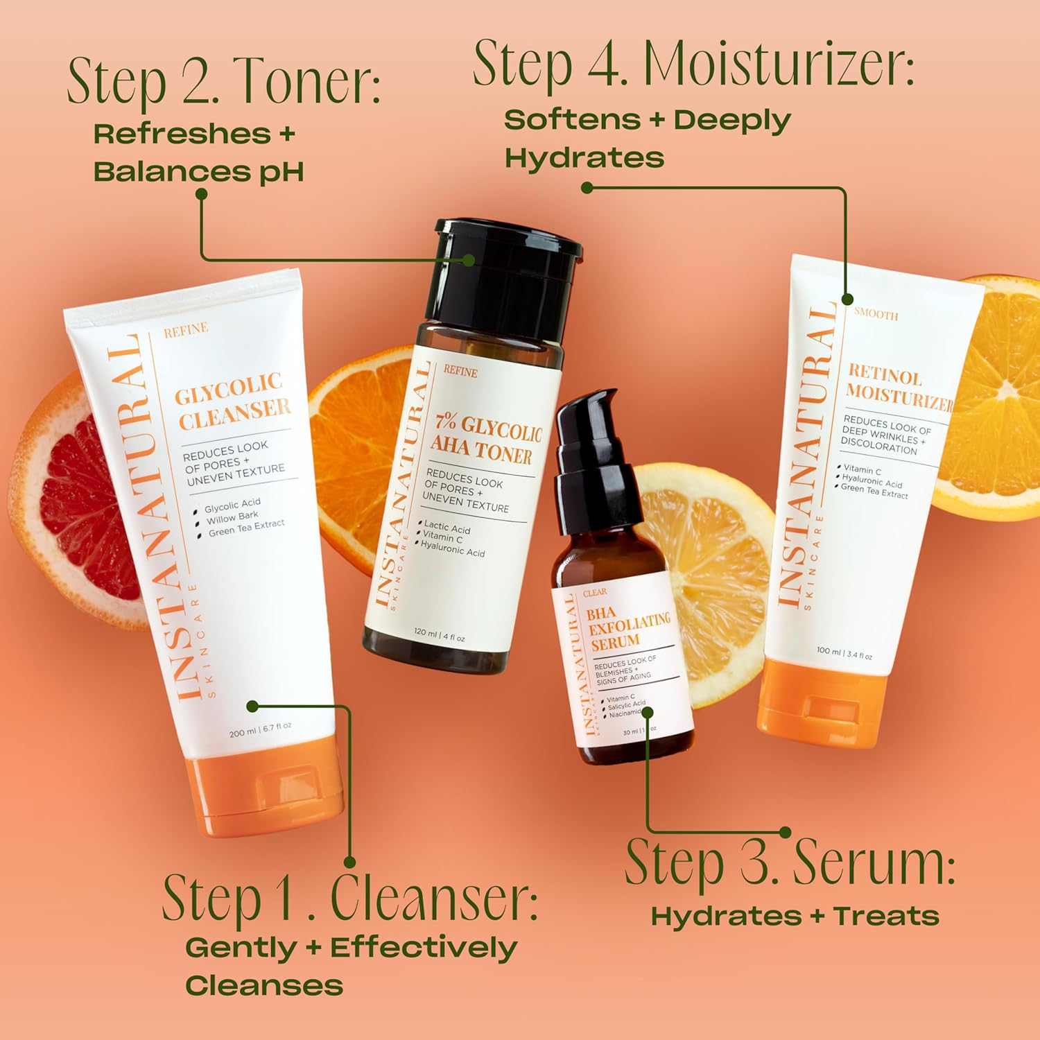 InstaNatural Retinol Moisturizer Nighttime Face Moisturizing Cream, Brightens and Reduces Signs of Aging, Wrinkles, Lines and Discoloration, with Vitamin C and Hyaluronic Acid, 3.4 Fl Oz-FemmiqueWomen