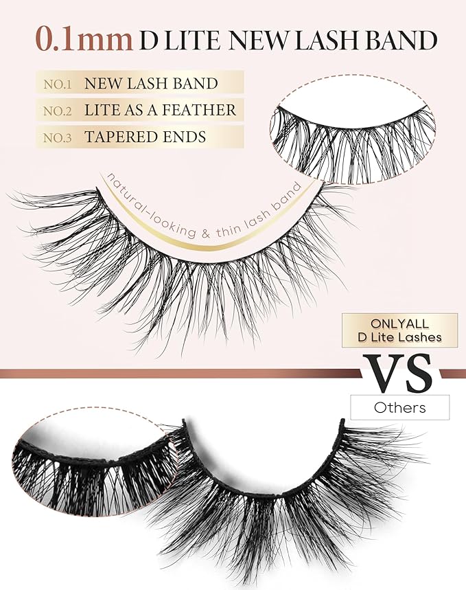 Onlyall Lashes Mink False Eyelashes Natural Wispy Lashes Soft Faux Mink Lashes Fluffy False Lashes DK77-FemmiqueWomen