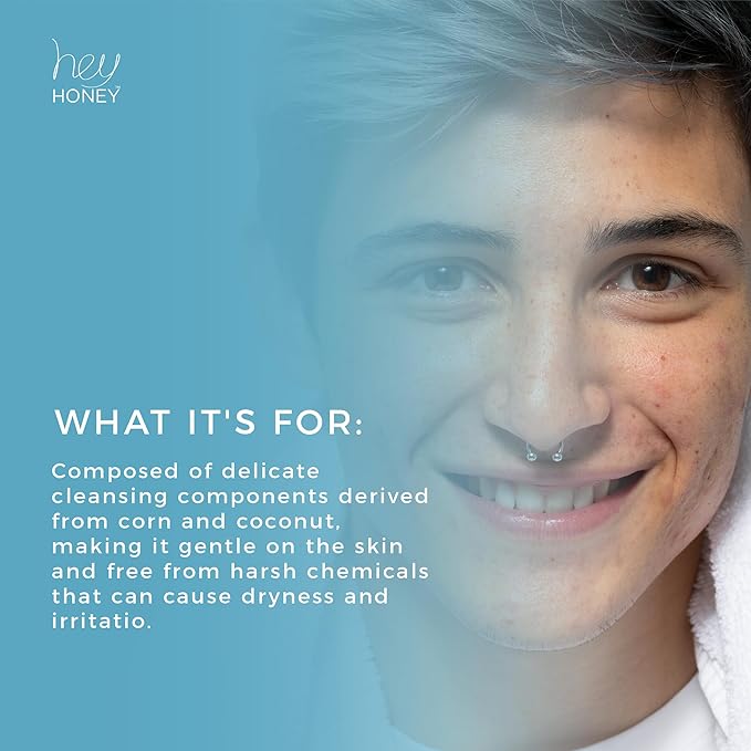 Hey Honey Skincare Be Clear Acne Routine | Daily Active Cleansing Face Wash | Youth & Young Adults, Blemishes Prone | Propolis & Gentle Exfoliating Acids | Fast & Long Lasting Oil Control | 5 fl oz-FemmiqueWomen