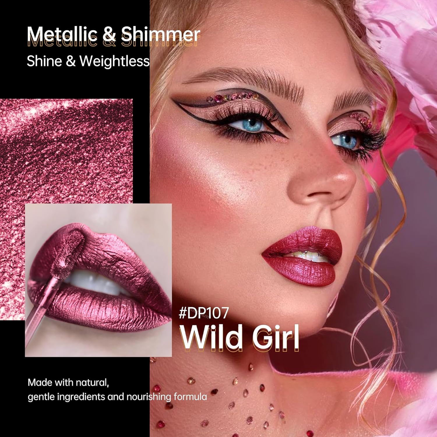 3Pc Lipsticks Set for Women Metallic Lipstick Long Lasting Dark Red Burgundy Pink Lip Gloss, Metal Shine Lightweight Hydrating Full Coverage Lip Color, DP104/107/108-FemmiqueWomen