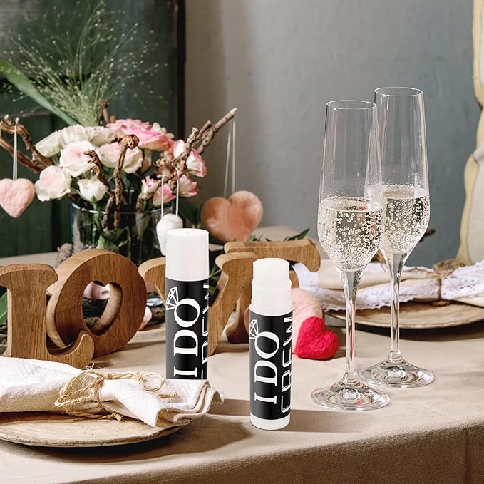 24 Pcs Bachelorette Lip Balm I Do Crew Wedding Party Gifts Bachelorette Lip Balm Gift Wedding Favors for Bachelorette Wedding Party Guest Supplies (Black with White)-FemmiqueWomen