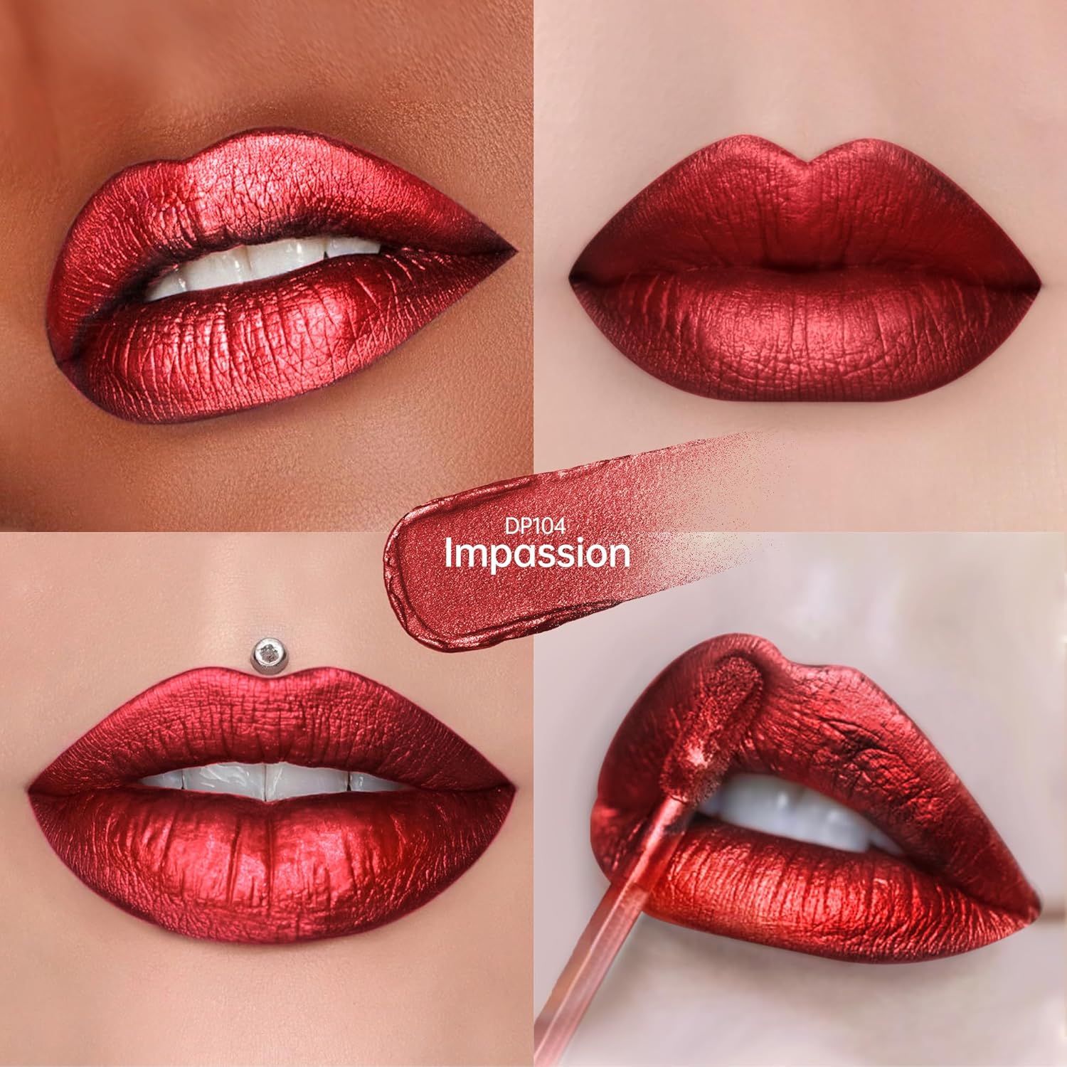 3Pc Lipsticks Set for Women Metallic Lipstick Long Lasting Dark Red Bronze Pink Lip Gloss, Metal Shine Lightweight Hydrating Full Coverage Lip Color, DP103/104/114-FemmiqueWomen
