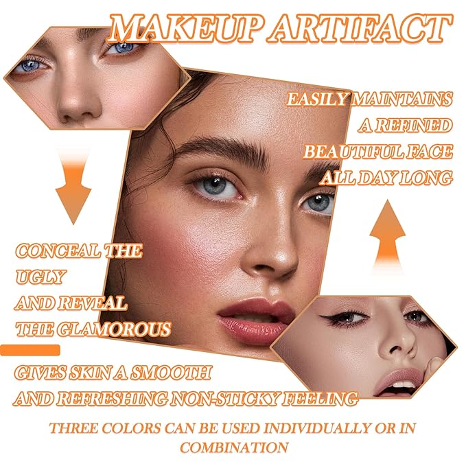 3 Colors Correcting Concealer Makeup Cream Contour Palette,Cream Makeup Palette,Contouring Foundation Highlighting Concealer Palette with Bursh,Professional Concealer Foundation Palette for Women-FemmiqueWomen