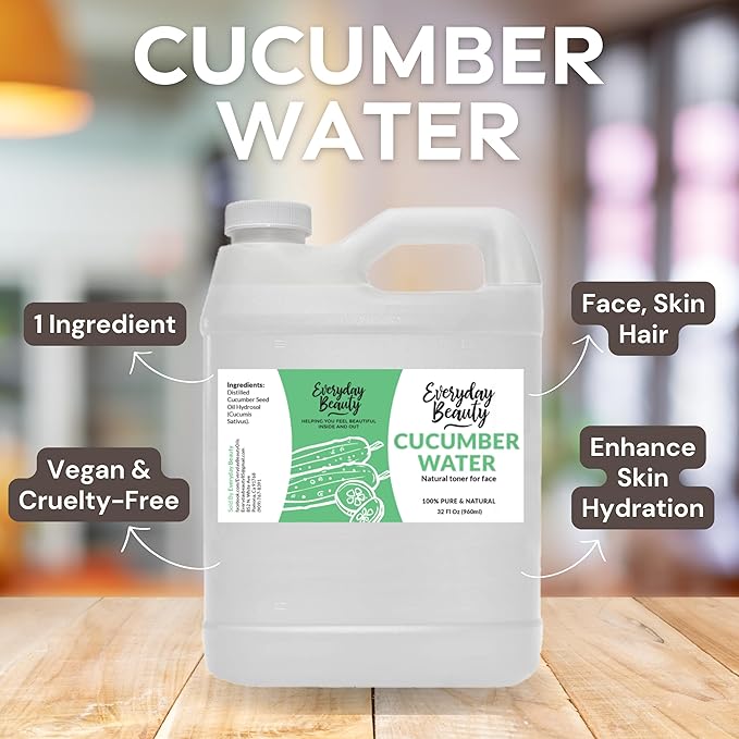 Cucumber Hydrosol Bulk - 32 oz All Natural Hydrating Spray Mist for Face and Hair - 100% All Natural Cucumber Water-FemmiqueWomen