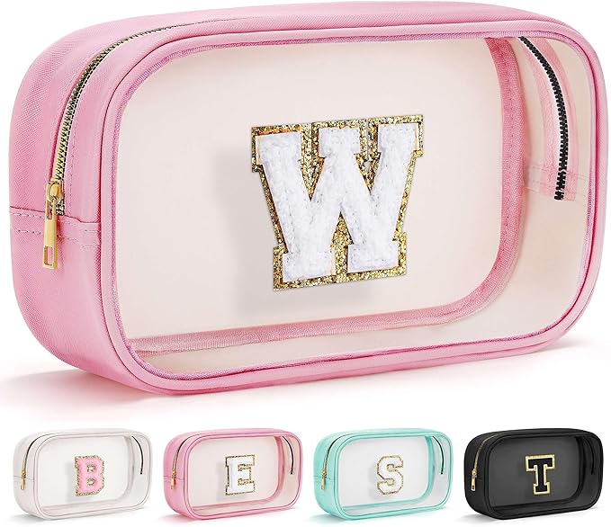 YOOLIFE Travel Makeup Bag Toiletry Bag for Women, Clear Make up Bag PVC Cosmetic Bag Pink Preppy Stuff Travel Accessories Makeup Pouch Birthday Gifts for Women Teacher Mother Wife Girlfriend Gifts W-FemmiqueWomen