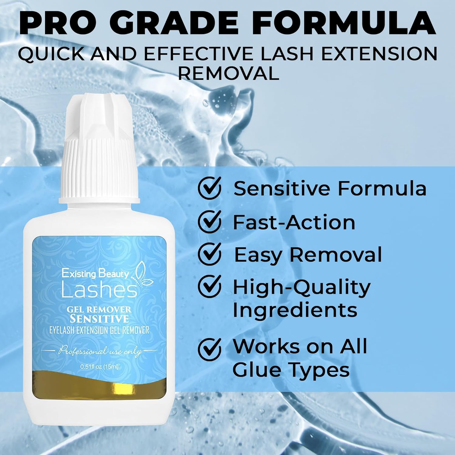 Sensitive Lash Remover for Lash Extensions - Clear Eyelash Extension Remover Gel - Fast-Acting Lash Extension Remover, Efficient Lash Glue Remover 15 ml - Existing Beauty Lashes-FemmiqueWomen