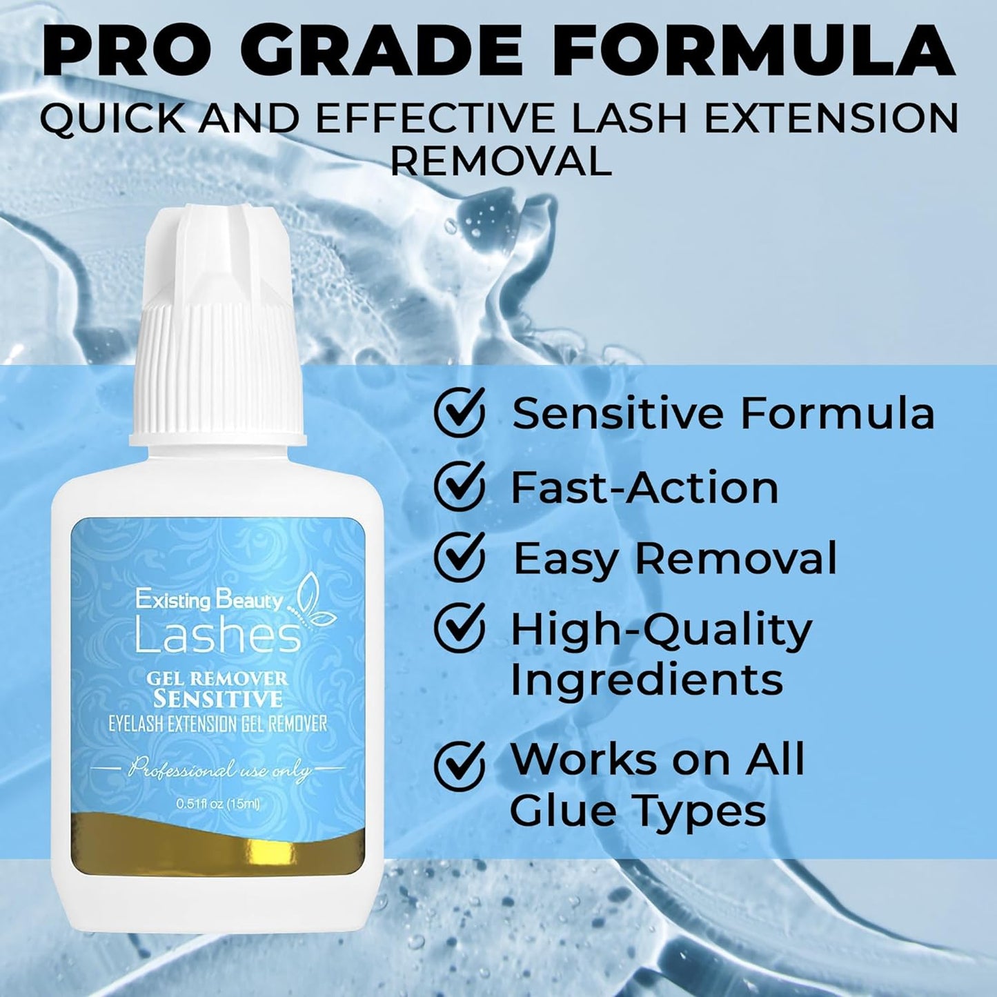 2 Pack Sensitive Lash Remover for Lash Extensions - Clear Eyelash Extension Remover Gel - Fast-Acting Lash Extension Remover, Efficient Lash Glue Remover 15 ml ea - Existing Beauty Lashes-FemmiqueWomen