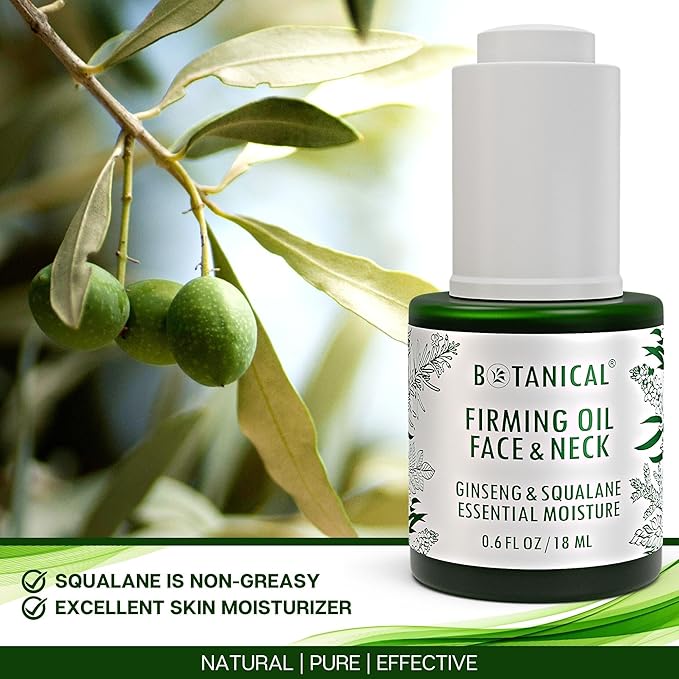 Botanical Face & Neck Firming Oil | Anti-Wrinkle Ginseng & Squalane Serum w/Gua Sha Lift Scraper | Organic, Pure, Natural Skincare (0.6 fl oz | 18 ml)-FemmiqueWomen