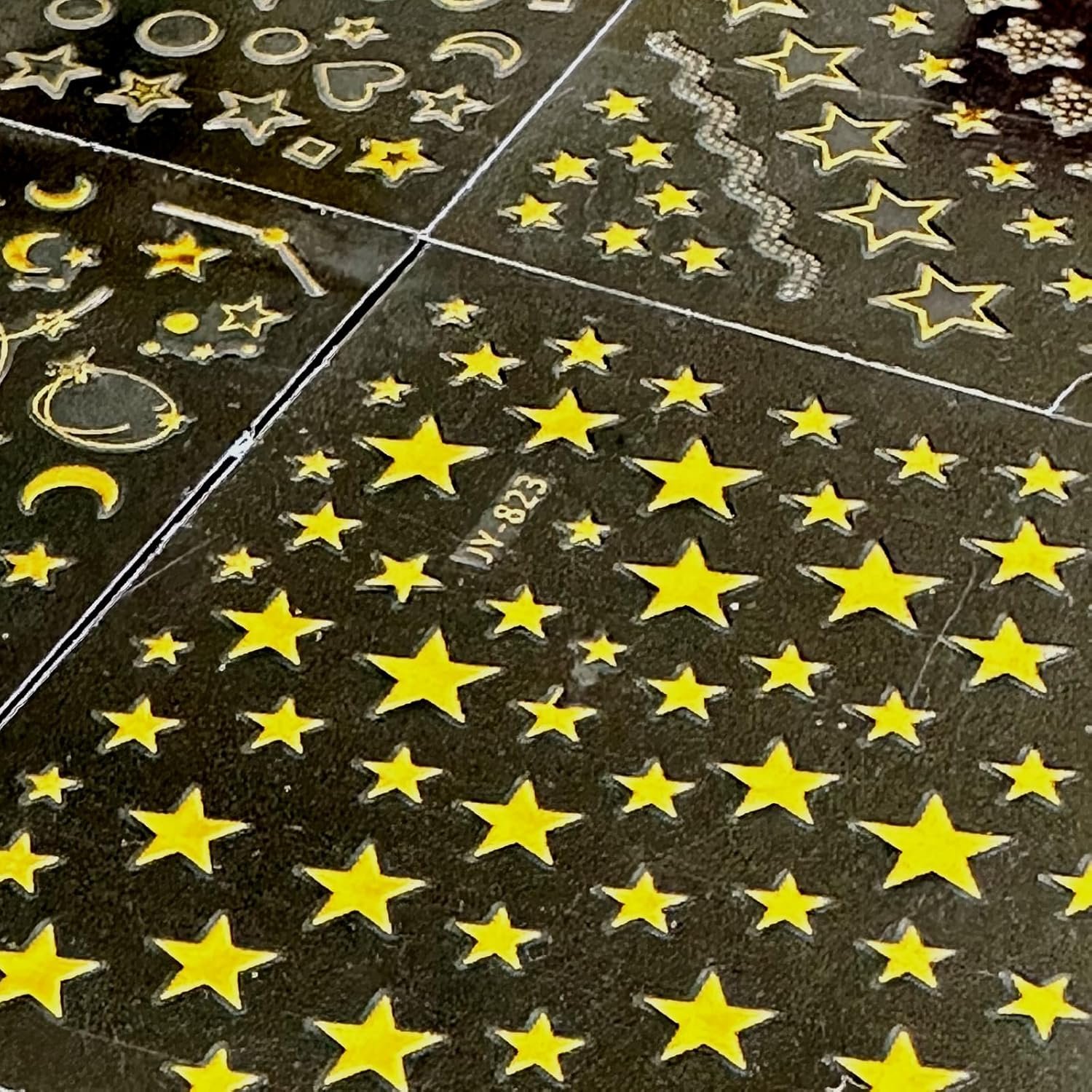 30 Sheets Gold Nail Stickers Decals Gold Star Line Nail Decals 3D Self-Adhesive Nail Art Stickers Flower Butterfly Nail Supplies for DIY Acrylic Nails for Women-FemmiqueWomen