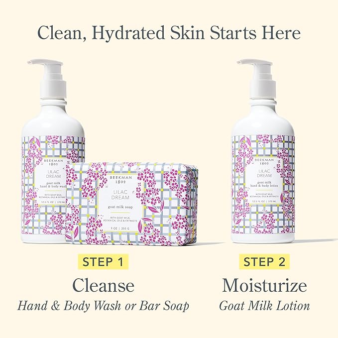 Beekman 1802 Goat Milk Body Lotion, Lilac Dream - Scented - 12.5 oz - Hydrating & Deeply Moisturizing - With Shea Butter & Jojoba Seed Oil - Good for Sensitive Skin - Cruelty Free-FemmiqueWomen