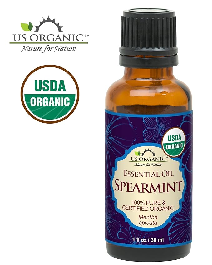 US Organic 100% Pure Spearmint Essential Oil - USDA Certified Organic, Steam Distilled - W/Euro droppers (More Size Variations Available) (30 ml / 1 fl oz)-FemmiqueWomen