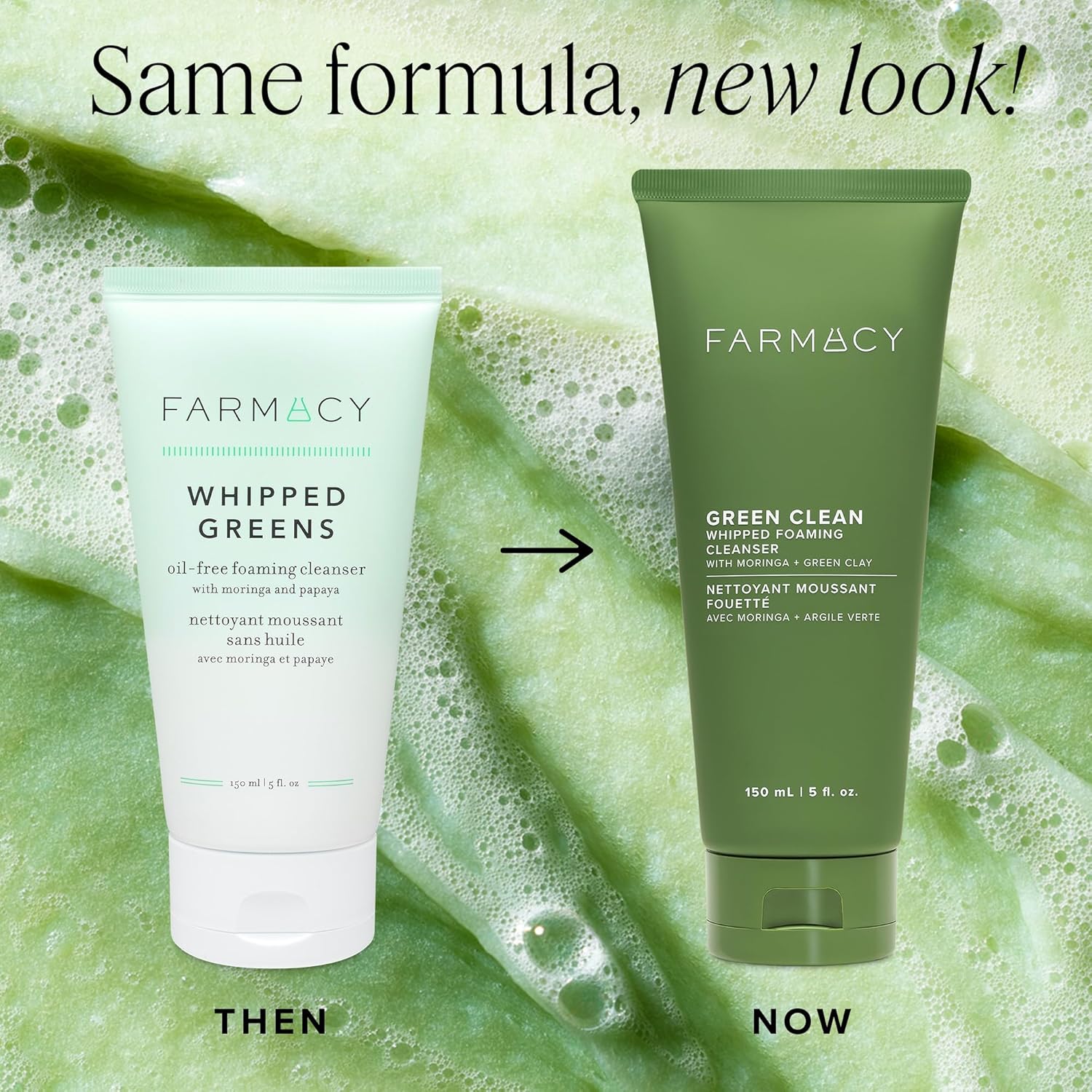 Farmacy Foaming Face Wash for Oily Skin - Whipped Greens Oil-Free Gentle Facial Cleanser & Exfoliator - Infused with Green Clay to Remove Impurities, Control Oil & Maintain Skin Hydration (50ml)-FemmiqueWomen