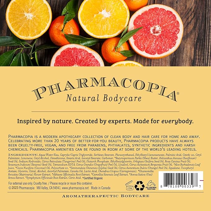 Pharmacopia Citrus Shampoo - Natural Hair Care with Plant Based & Organic Ingredients Aloe Vera, Jojoba Oil, Coconut Oil, and Chamomile Extract - Vegan, Cruelty Free, No Parabens or Sulfates, 16 oz-FemmiqueWomen