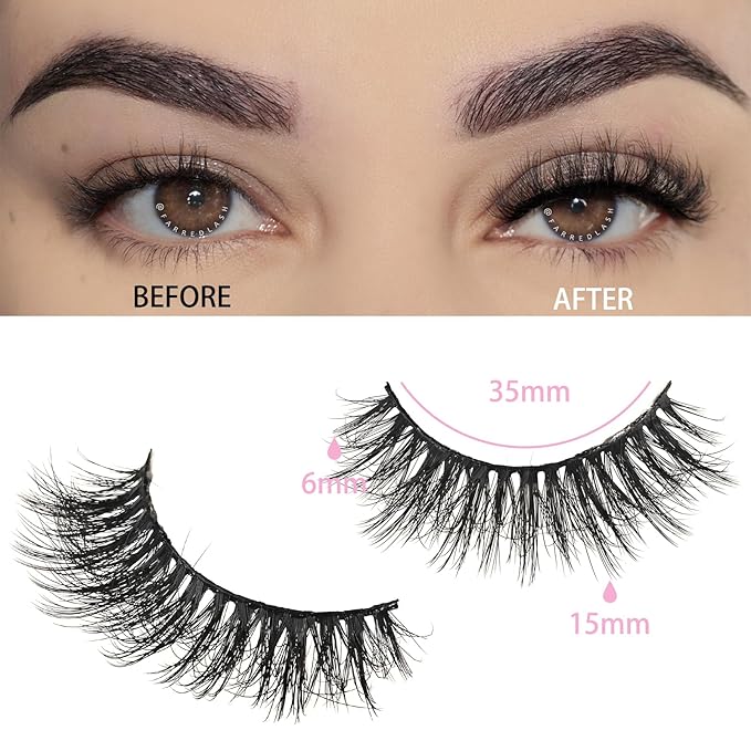 FARRED Lashes Natural Look Short Cat Eye Natural Lashes Fluffy Wispy False Eyelashes 14 Pairs Faux Mink Strip Eye Lashes Pack for Daily Makeup (F7 | 6-15mm)-FemmiqueWomen