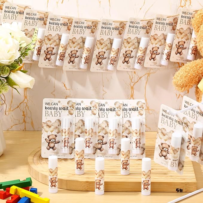 30 Pack Bear Baby Shower Party Gifts Favors Gifts Bulk Lip Balms for Guests Woman Man Entertainment Neutral Gender Reveal Favors Baby Shower Prizes Souvenirs Baby Gift Bags Stuffers-FemmiqueWomen