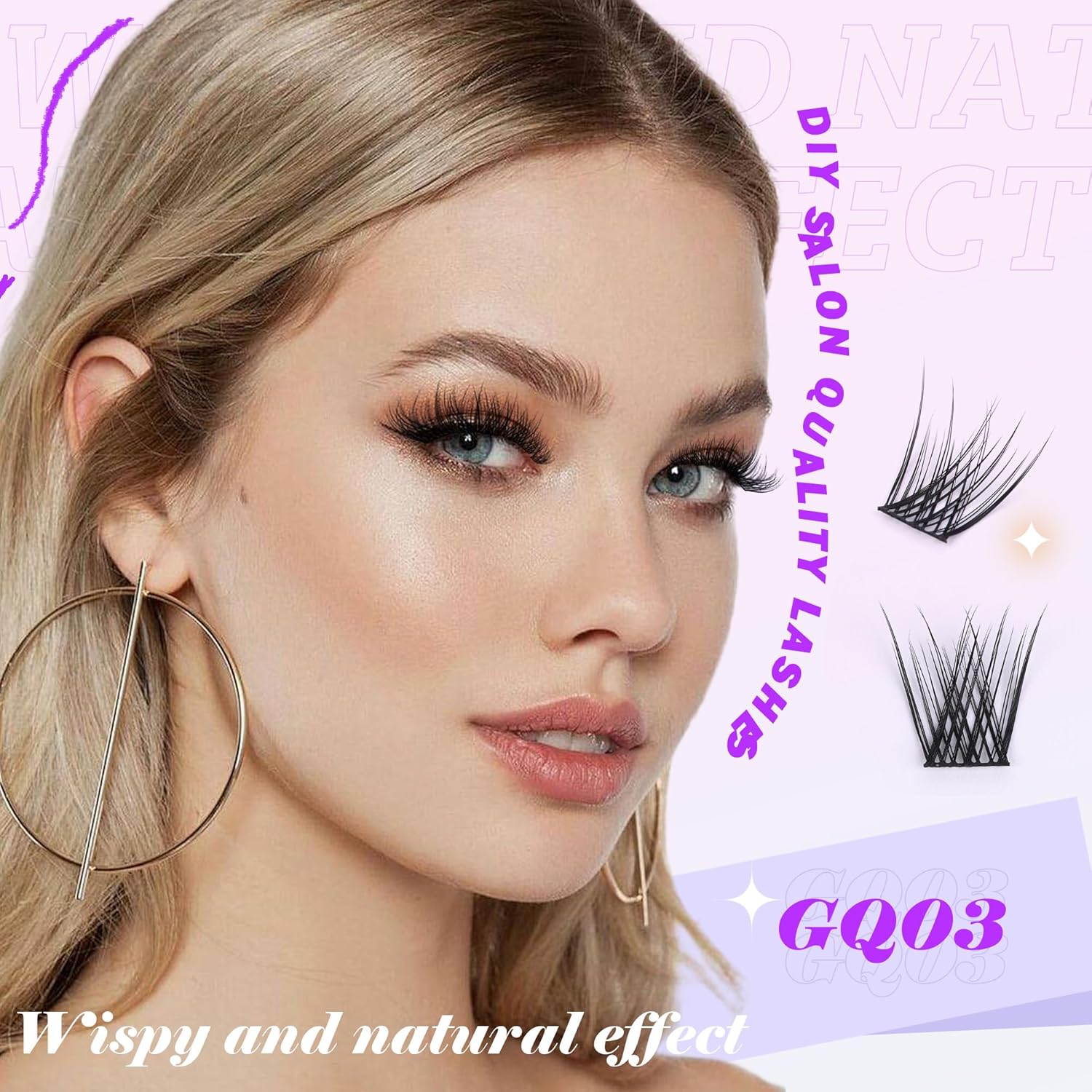 GAQQI Lash Clusters, Eyelash Clusters 120PCS D Curl Individual Lashes, Wispy Cluster Eyelash Extension 10mm Only, Natural Looking Cluster Lashes （GQ03, D Curl, 10mm)-FemmiqueWomen
