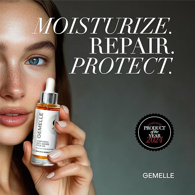 GEMELLE Lymphatic Anti-Aging Face Oil | 10x Award winner | Vitamin C,E & A | Moisturize, Repair & Protect | Bakuchiol, Sea Buckthorn & More! | Organic, Natural, Clean Beauty | Starter, Travel 15ml-FemmiqueWomen