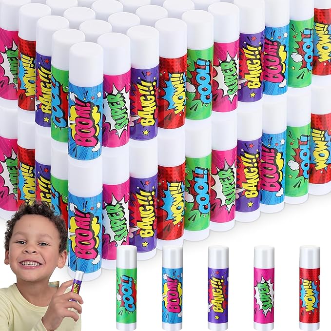 100 Pcs Hero Party Favors Lip Balms Bulk for Kids Birthday Party Moisturizing Lip Balm for Hero Themed Celebration Gifts Lip Care Products for Classroom Rewards Favor Party Supplies-FemmiqueWomen