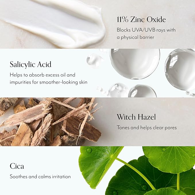 Bliss Block Star Clarifying Daily Mineral Sunscreen Broad Spectrum SPF 30, Blendable Pore Safe Formula for Blemish Prone Skin with Salicylic Acid and Witch Hazel, 1.4 Fl Oz-FemmiqueWomen