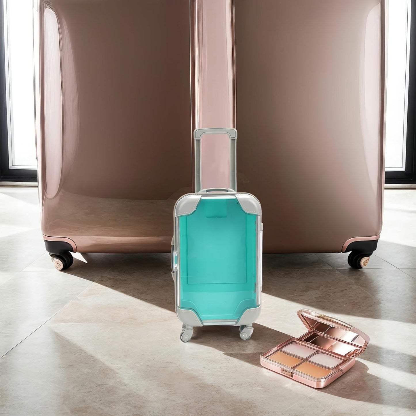 False Eyelash Storage Box, Portable Travel Organizer Mini Luggage False Eyelash Tray Makeup Tool (GREEN)-FemmiqueWomen